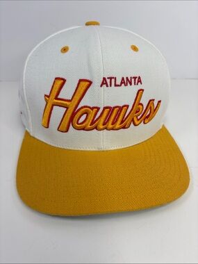 Mitchell & Ness Atlanta Hawks White and Gold Script Snapback